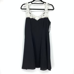 Jump Apparel Mini Dress Womens S Black Lace Trim A-Line Sweetheart Vintage